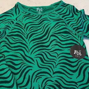 FCT women’s  Green Zebra Print Long Sleeve Shirt